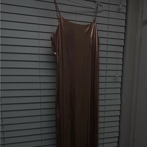 Elegant Metallic Rose Maxi Dress